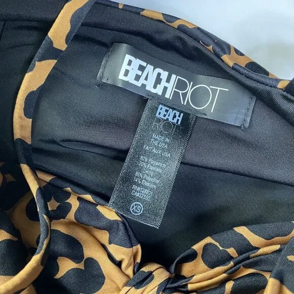 Beach Riot Mia One Piece Swimsuit Brown Leopard Knot Ties Cutout NWOT Xsmall - Picture 5 of 5